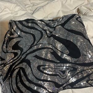 Silver and Black Sequin Skirt